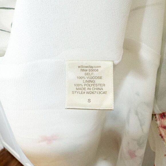 Willow & Clay Landon White Floral Ruffle Hem Wrap Mini Dress Women’s Size Small - Picture 8 of 13